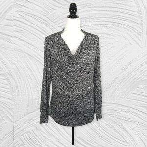 Vintage Tribal Women's Top Size M Long Sleeve Cowl Neck All Over Print